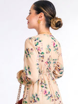 VESTIDO CORTO 1 VUELO ESTAMPADO NUDE