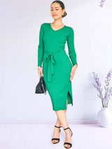 VESTIDO MIDI CON LAZO IMPORTADO