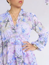 MAXIVESTIDO FULL BOBOS CON PRETINA ESTAMPADO LILA