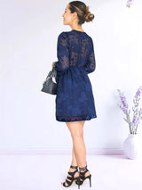 VESTIDO CORTO CAPAS CRUZADAS AZUL