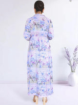 MAXIVESTIDO FULL BOBOS CON PRETINA ESTAMPADO LILA
