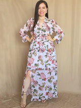 MAXIVESTIDO FULL BOBOS CON PRETINA ESTAMPADO ROSA CLARO