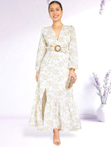 MAXIVESTIDO HEBILLA ESTAMPADO IVORY