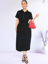 MAXIVESTIDO CAMISERO CON PINZAS