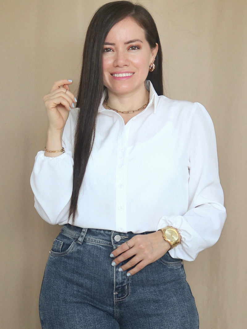 CAMISA MANGA ABULLONADA