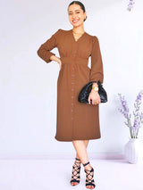 VESTIDO MIDI CAMISERO CON PRETINA TOFFEE