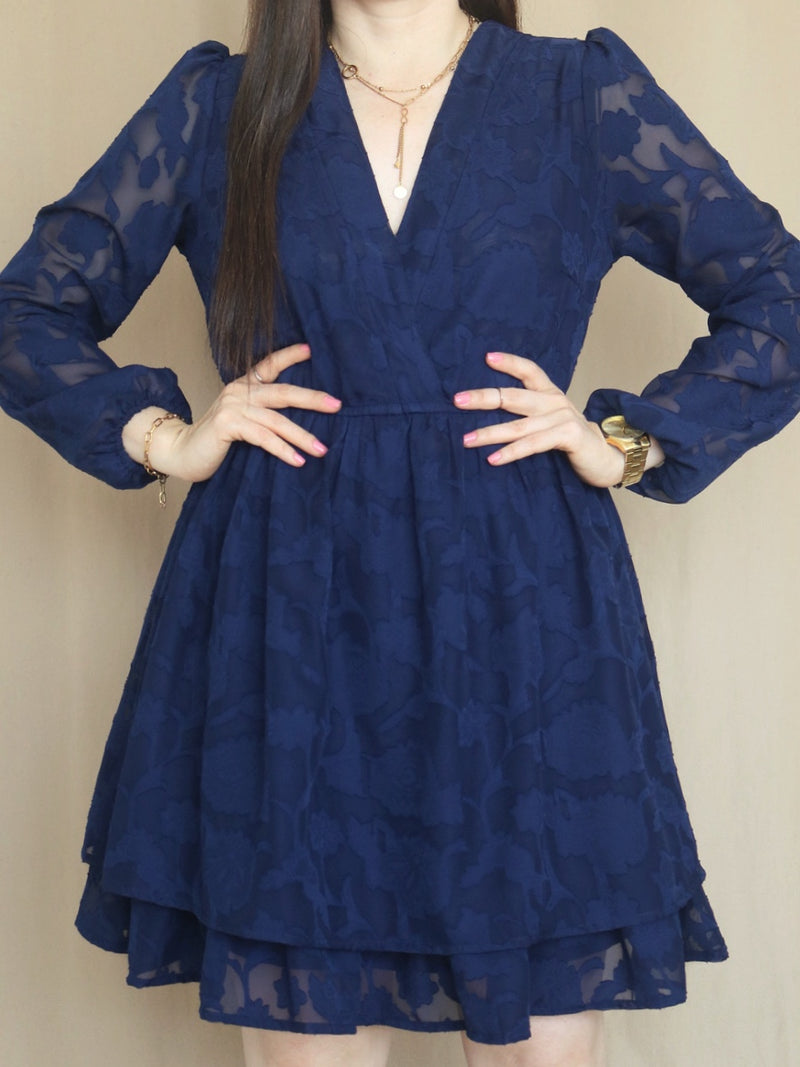 VESTIDO CORTO 2 CAPAS AZUL