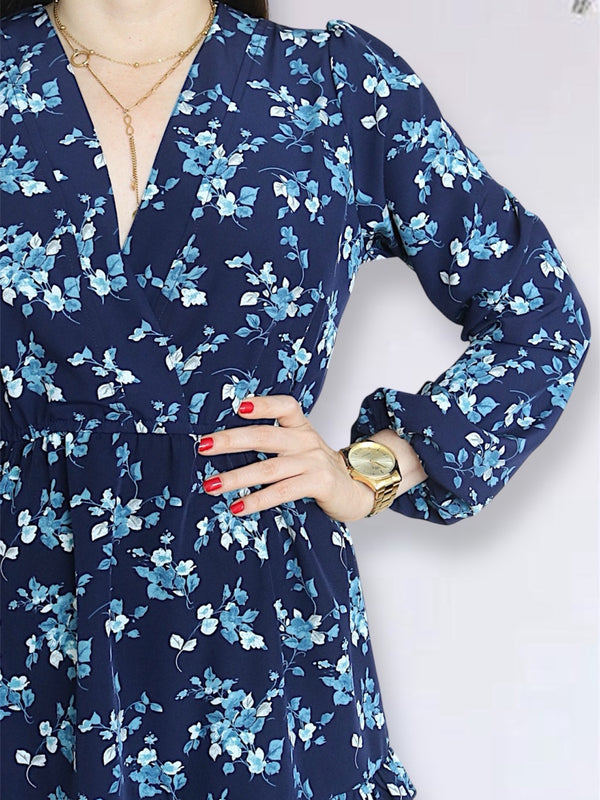 VESTIDO CORTO BOBO CENTRAL ESTAMPADO AZUL