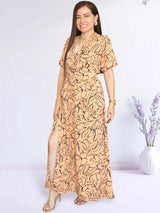 MAXIVESTIDO FULL BOBOS DOBLE PRETINA ESTAMPADO DURAZNO