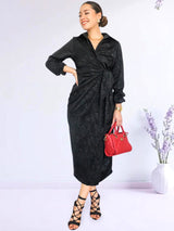 MAXIVESTIDO CRUZADO CON AMARRE NEGRO