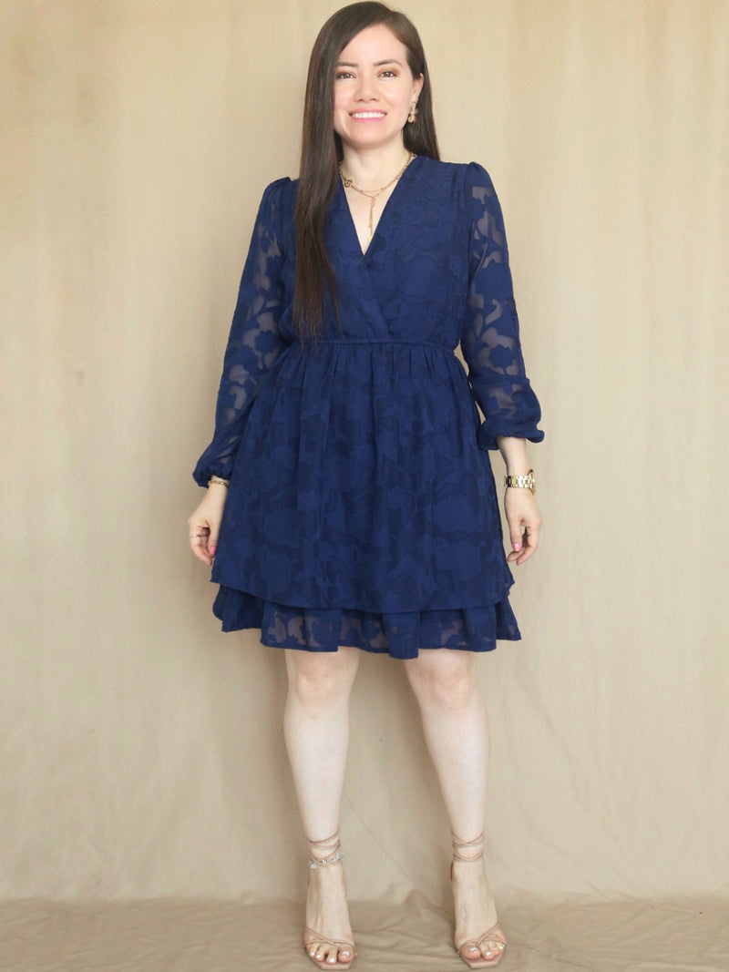 VESTIDO CORTO 2 CAPAS AZUL