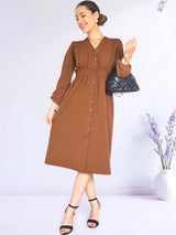 VESTIDO MIDI CAMISERO CON PRETINA TOFFEE