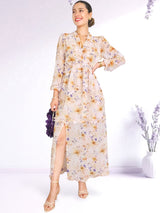 MAXIVESTIDO FULL BOBOS CON PRETINA FLORES BEIGE