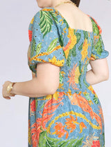 MAXIVESTIDO ESCOTE CORAZÓN ESTAMPADO ACERO