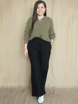 PANTALÓN BUZO PALAZO NEGRO