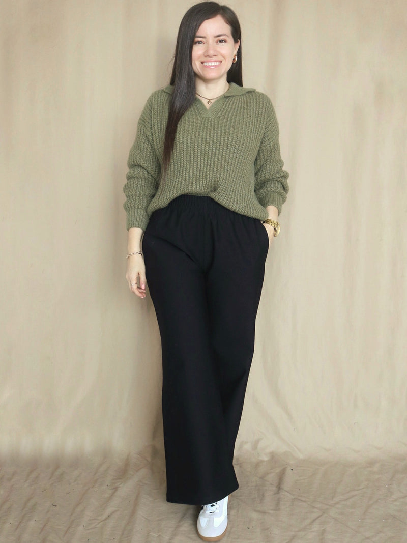 PANTALÓN BUZO PALAZO NEGRO