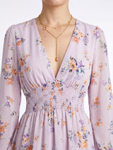 MAXIVESTIDO PRETINA MULTIAGUJA ESTAMPADO LILA