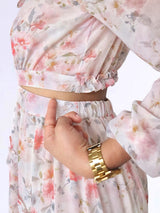 MAXIVESTIDO FULL BOBOS DOBLE PRETINA FLORES ROSAS