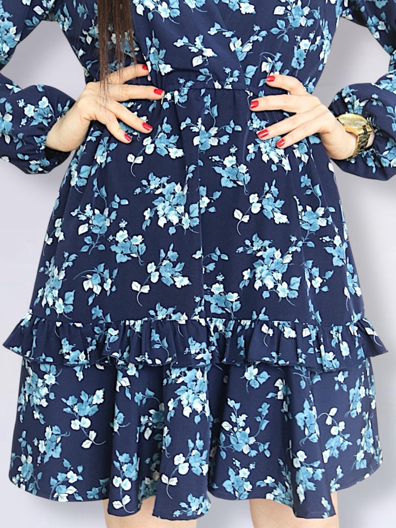 VESTIDO CORTO BOBO CENTRAL ESTAMPADO AZUL