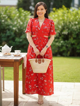 MAXIVESTIDO DOBLE PRETINA ESTAMPADO ROJO
