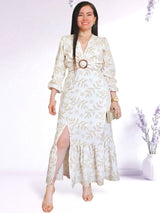 MAXIVESTIDO HEBILLA ESTAMPADO IVORY