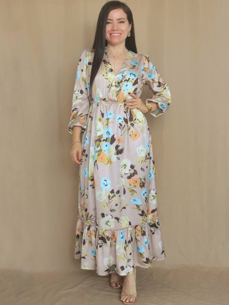 MAXIVESTIDO 2 TIEMPOS ESTAMPADO NUDE